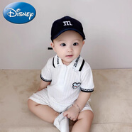 迪士尼（Disney）嬰兒衣服夏季薄款新款連體衣寶寶純棉短袖新生兒哈衣嬰幼爬服外出 白色:米奇翻領(lǐng)短袖:A類(lèi)穿棉 66:建議5-10斤左右