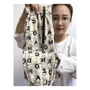 韓秀純 2條冰絲褲子女夏薄款休閑高腰新款網(wǎng)紅字母時(shí)尚顯瘦九分束腳褲子 小字母冰涼褲-【米色-1條】 XL 【130-140斤】
