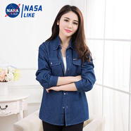 NASALIKE牛仔襯衫女夏季純棉薄款長(cháng)袖韓版寬松牛仔上衣女春夏工作服牛仔衣 【常規款】深藍 優(yōu)質(zhì)版 M 【建議106-120斤】