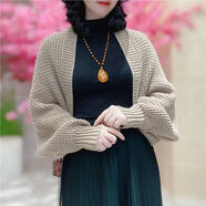 韓版純色2025新款密織開(kāi)衫長(cháng)袖披肩外搭高端女士外套時(shí)尚洋氣 卡其色華夫格