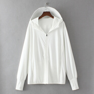 特肥胖媽媽加肥加大碼防曬衣女特大碼冰絲透氣防嗮衣中老年人防護臉帶帽檐可拆卸連帽防曬服 白色 2XL(建議130-165斤)