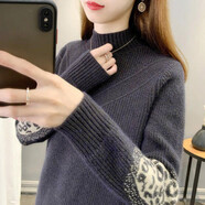 澳曼路 針織衫女加厚冬天衣服冬季新款半高領(lǐng)女裝毛衣女套頭顯瘦外穿t恤打底衫時(shí)尚百搭學(xué)生上衣女 夜雷黑色 均碼