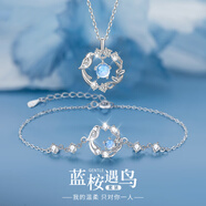 BJYL藍(lán)桉與鳥項(xiàng)鏈女手鏈女生小眾首飾品高級(jí)七夕情人節(jié)生日禮物送女友 藍(lán)桉遇鳥【項(xiàng)鏈+手鏈】玫瑰禮盒