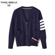 THOM BRIELLE湯姆TB男裝春秋季新款潮牌針織開(kāi)衫v領(lǐng)寬松四條杠毛衣外套學(xué)院 藏青色 2XL145-170斤