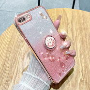 羅璐鷗蘋果6手機(jī)殼女款軟殼6s plus硅膠殼iPhone6plus外殼全包防摔蘋果6S保護(hù)套水鉆漸變閃粉電鍍保護(hù)殼 【漸變玫瑰金】+指環(huán)支架+全屏鋼化膜 蘋果6plus