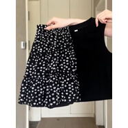 小紅書(shū)爆款黑色碎花半身裙女夏季新款小個(gè)子a字半裙高腰裙甜美風(fēng) 40-45kg-S