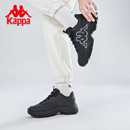 卡帕（Kappa）厚底老爹鞋情侶男女皮面復古跑鞋運動(dòng)休閑鞋 K0CY5MC30 黑色-990 35