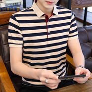 帝歐萊夫夏季男裝翻領(lǐng)短袖T恤男潮流男士夏天男生潮牌t恤休閑寬松POLO衣服 1815藍色 XL