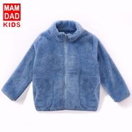 KIDS MAM&DAD爸媽親兒童秋冬加絨外套男童女童珊瑚絨洋氣上衣親子裝中大童外套 蔚藍 140cm