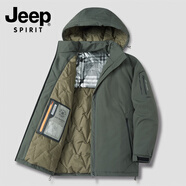 JEEP SPIRIT棉服男士2025冬季加絨加厚羽絨棉衣服男防風(fēng)抗寒保暖棉襖子外套男 橄欖綠 XL