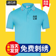 皓衣閣 企業(yè)POLO工作服定制印logo高端文化衫翻領(lǐng)廣告衫訂制衣服保羅工衣短袖團(tuán)體服周年聚會(huì)衫刺繡 淺藍(lán) XXXL