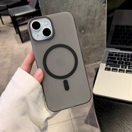 韻寧 超薄PC磨砂磁吸冰霧殼適用iphone16promax手機(jī)殼簡(jiǎn)約14pro透明13promax高級(jí)感男女硬殼保護(hù)殼 冰霧PC膚感磁吸磨砂殼【優(yōu)雅黑】 iPhone15Promax