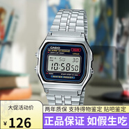 卡西歐（CASIO）反顯防水潮流復(fù)古小方塊情侶表A168WGG-1A/1B A168WA-1DF 電子表 A159WA男款35mm表盤