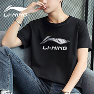 李寧（LI-NING）t恤男短袖衣服運(yùn)動(dòng)服飾籃球體恤夏季2025冰絲速干跑步男士健身裝 新標(biāo)準(zhǔn)黑【品牌LOGO】 L