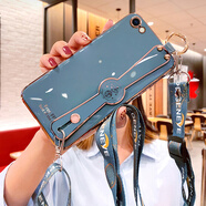 優(yōu)蕾絲 iphone6/7/8手機(jī)殼6s保護(hù)6plus硅膠套蘋果腕帶斜挎掛繩全包防摔軟殼女款 蘋果6plus/6splus【奶奶灰】全屏鋼膜+斜