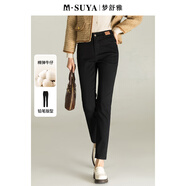 夢(mèng)舒雅女褲商場(chǎng)同款小腳牛仔褲女2025春秋新款修身顯瘦九分小個(gè)子鉛筆褲 黑色 26 /1尺9 /B版尺碼偏大一碼