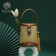 古伊西中國風(fēng)非遺宋錦女包復古旗袍包腋下包60歲生日禮物媽媽包手拎布包 款式3-水桶包-桂皮淺棕-送禮品袋
