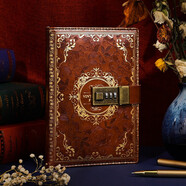 勤得利密碼本帶鎖的日記本女生秘密筆記本男孩簡(jiǎn)約文藝復古少女心筆記本子高級精致大學(xué)生創(chuàng  )意記事本定制 栗子棕