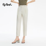 普普風(fēng)2024年夏季女裝新品休閑簡(jiǎn)約通勤舒適高腰顯瘦錐形褲PB2K21037B 白色 S