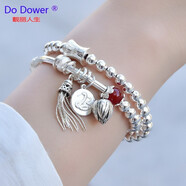 Do Dower 999足銀手鏈女銀珠手鏈蓮花吊墜多圈轉(zhuǎn)運(yùn)珠流蘇銀手串網(wǎng)紅手飾