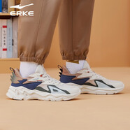 鴻星爾克（ERKE）運(yùn)動休閑鞋男鞋紅星旗艦輕便休閑跑步鞋復(fù)古拼接老爹鞋青年慢跑鞋 未漂原色/墨水藍(lán) 004 39