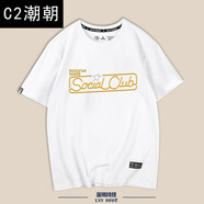 C2潮朝原宿風(fēng)短袖t恤男男 游戲迷短袖男潮 白三 M 170