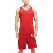 阿迪達(dá)斯adidas無袖籃球服單件學(xué)生男款籃球背心 團(tuán)隊(duì)DIY定制可印字印號 紅白單面短褲BQ7765 2XL(185/108A)
