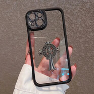 BUAG潮牌十字架14適用于蘋果13ProMax手機(jī)殼iPhone11/12立體14pro軟13 D款：?jiǎn)『谝d十字架(現(xiàn)貨) Iphone12 Pro