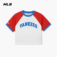 MLB官方【七夕禮物】女款學(xué)院風(fēng)T恤撞色拼接字母logo短袖TSV15 紐約洋基隊/紅色 XS