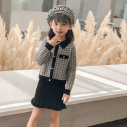 Radinka2025秋冬新款女童連衣裙公主毛衣裙子兒童寶寶中國風(fēng)親子母女TSB 黑色小香風(fēng)兩件套【偏小一碼】 120
