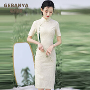 歌班婭旗袍年輕款氣質(zhì)夏季新款短袖中國風(fēng)復(fù)古改良少女長款日常連衣裙 345旗袍 XL 建議116-125斤