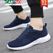 卡帝樂(lè)鱷魚(yú)（CARTELO）2025新款大碼男鞋夏季45網(wǎng)面男士休閑運(yùn)動(dòng)鞋46潮流47透氣跑步鞋48 深藍(lán) 44
