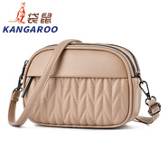 袋鼠（KANGAROO）女包2024秋季潮流斜挎包簡(jiǎn)約單肩包韓版軟皮媽媽手 卡其色