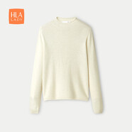 海瀾之家（HLA）長(cháng)袖針織衫女26新半高領(lǐng)純羊毛毛衣女裝春秋 米白X1 170/92A XL建議130-145斤
