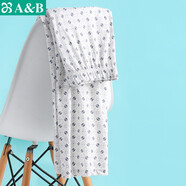 AB內(nèi)衣純棉家居褲長(zhǎng)褲寬松男士皮筋高腰中年全棉薄夏印花睡褲休閑 藍(lán)灰魔方 2XL
