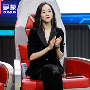 羅蒙（ROMON）金絲絨小西裝外套女裝春秋冬職業(yè)OL時(shí)尚氣質(zhì)垂感黑色西服套裝 黑色 M 165