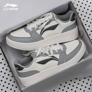 李寧行初板鞋休閑男鞋冬季透氣新款滑板鞋經(jīng)典熊貓黑白潮流低幫運動(dòng)鞋 【元寶】乳白色/極致灰 42