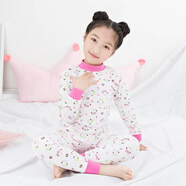 月莎兒童內衣套裝純棉男童女童中大童秋衣秋褲高中低領(lǐng)全棉寶寶棉毛衫 粉紅中領(lǐng)女童 90碼 建議身高150-160cm