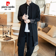 皮爾卡丹（pierre cardin）中國風唐裝漢服披風男古風復古中式外套男裝風衣古裝長衫長袍禪服 黑色-F35 XL