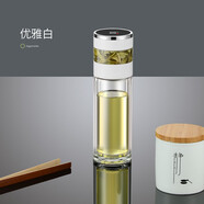 樹彬茶水分離杯雙層玻璃杯便攜泡茶杯水杯男士透明杯子防燙高硼硅玻璃 優(yōu)雅白 350ml