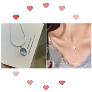 月光海藍寶項鏈女輕奢小眾鎖骨鏈女蛇骨鏈毛衣鏈簡(jiǎn)約高級ins禮物 【2條組合價(jià)】藍色1+白色1