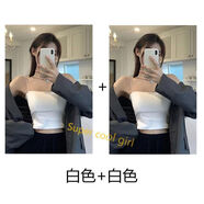 新款學(xué)生吊帶小背心女夏外穿內搭短款打底抹胸內衣無(wú)袖上衣韓版潮 白色+白色 均碼 70-135斤