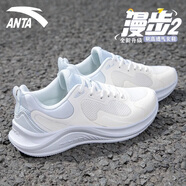 安踏（ANTA）女鞋運動鞋女輕靈夏季新款網(wǎng)面透氣跑步鞋休閑鞋戶外旅游鞋 象牙白/淺霧灰 【新漫步】 36