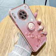 羅璐鷗紅米note9Pro手機殼女款軟殼硅膠殼小米Redmi note9 5G外殼支架防摔保護套水鉆漸變閃粉電鍍保護殼 【漸變玫瑰金】+指環(huán)支架+全屏鋼化膜 紅米note9（5G）