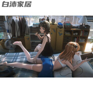 豪金聚 動(dòng)漫二次元美女超大海報(bào)  墻貼學(xué)生宿舍臥室墻紙唯美壁畫(huà)貼紙 兩人玩手機(jī) 90*60cm （大號(hào)）