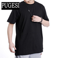 加肥加大碼短袖T恤男胖子肥佬特大200斤半袖背心體恤純色寬松休閑 純色黑色圓領(lǐng) S