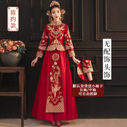 秀禾服新娘2025新款結(jié)婚嫁衣中式禮服婚紗敬酒服大碼秀禾小個(gè)子女 薔薇簡(jiǎn)約款-無(wú)頭飾 L [105-115斤]