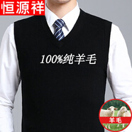 恒源祥純羊毛絨衫羊毛背心男V 領(lǐng)純寬松大碼針織毛衣秋冬坎肩中年馬甲爸爸裝純?nèi)?00 馬甲黑色純?nèi)?00 175XL純?nèi)?00