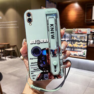x23手機(jī)殼vivo x23幻彩版腕帶保護(hù)硅膠套V1809A全包1816T防摔vivix軟殼 X23【薄荷綠暴力熊】帶同款腕帶支架送全屏鋼膜+