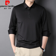 皮爾卡丹（pierre cardin）冰絲無痕長袖T恤男新款中年免燙垂感體恤爸爸裝商務休閑打底衫 灰色 175/XL